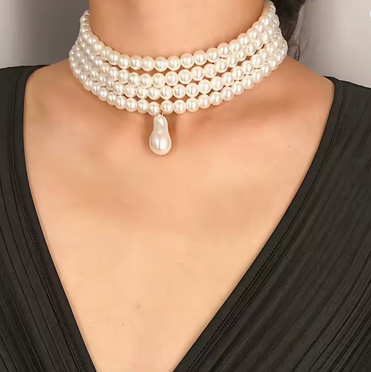 Layered Baroque Pearl Choker Necklace for Women