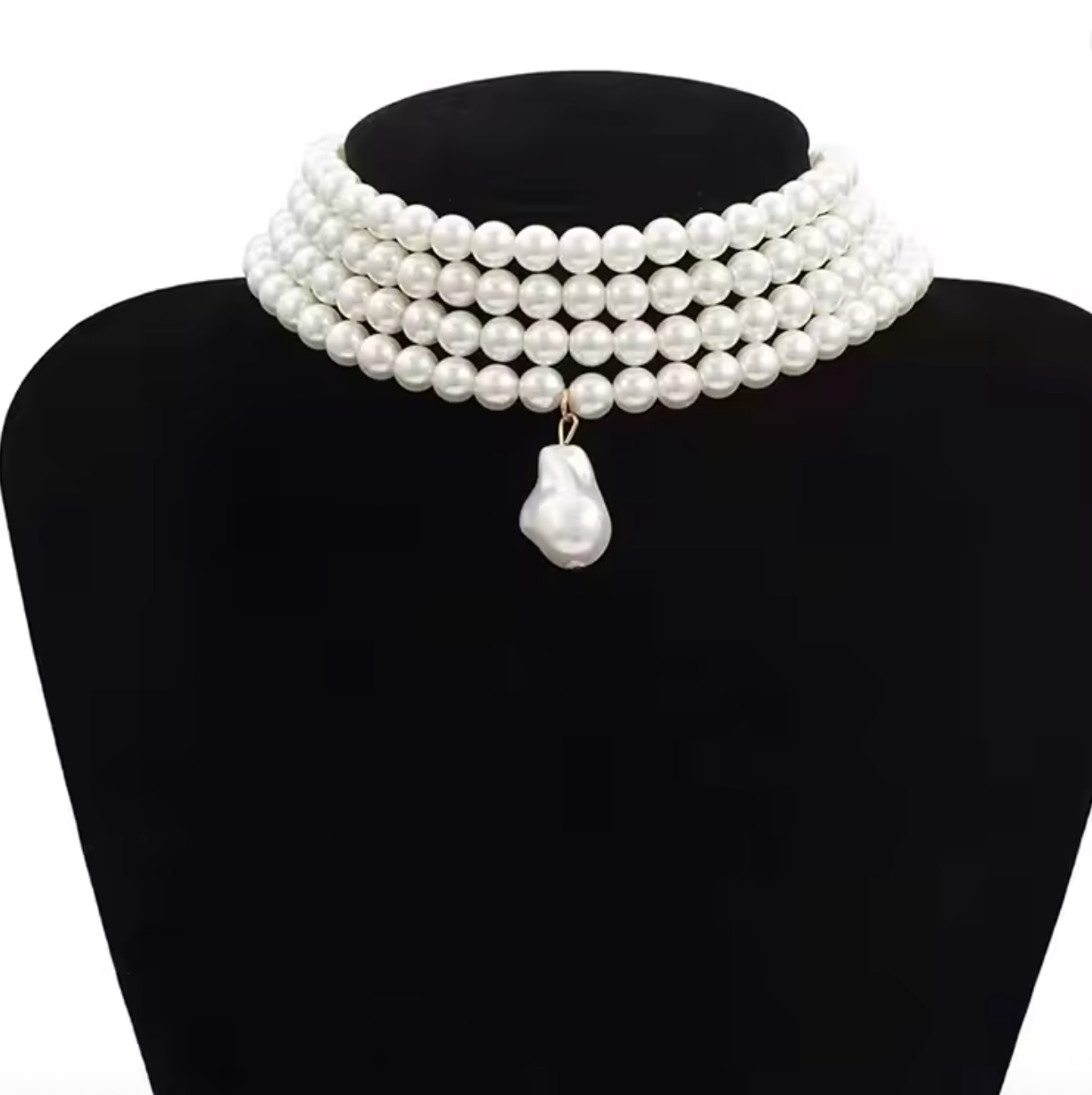 Layered Baroque Pearl Choker Necklace for Women