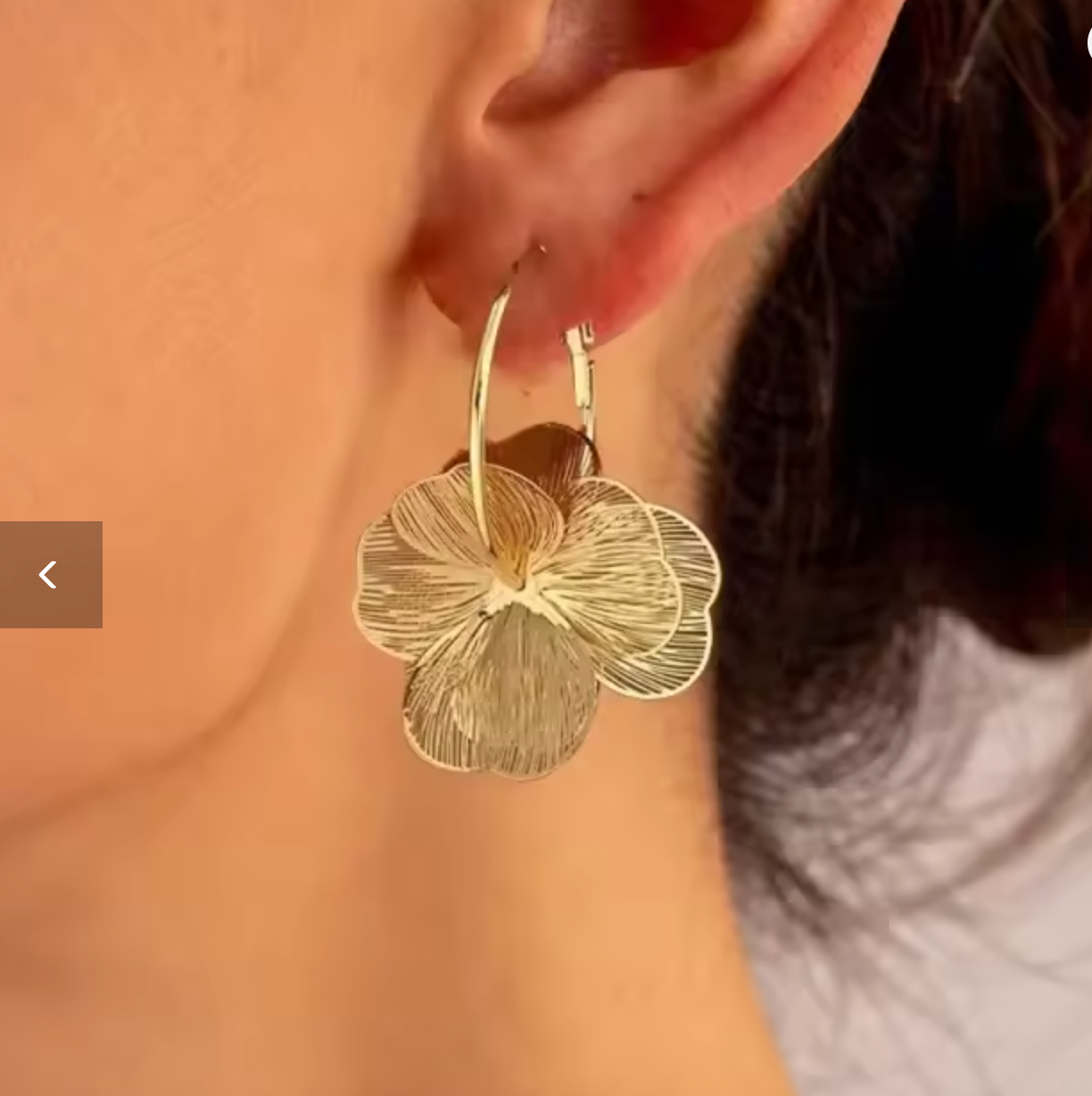 Stainless Steel Gold Double-Layer Hollow Flower Hoop Earrings