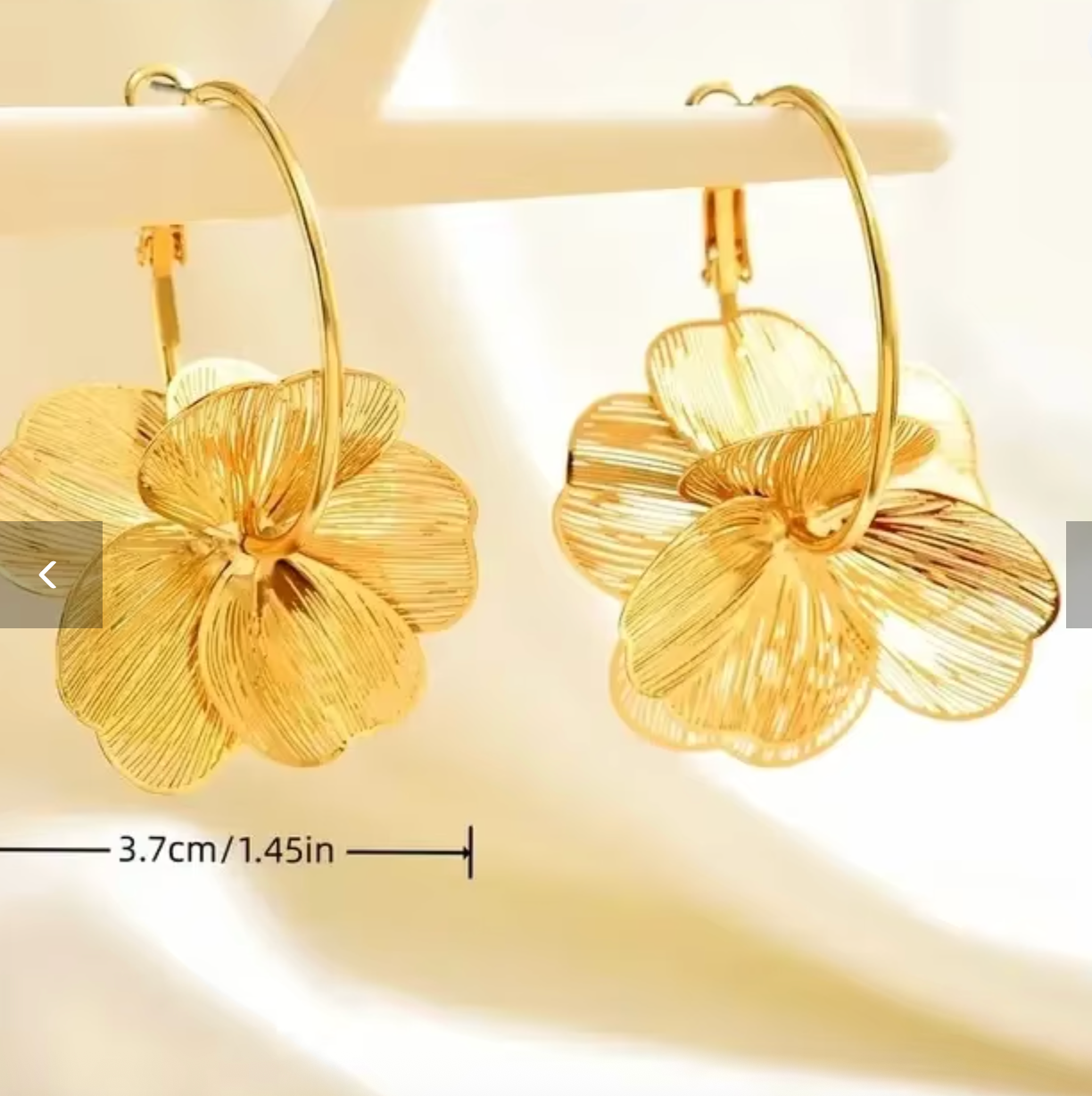 Stainless Steel Gold Double-Layer Hollow Flower Hoop Earrings
