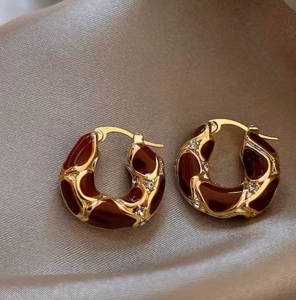Vintage Enamel Color Small Hoop Earrings