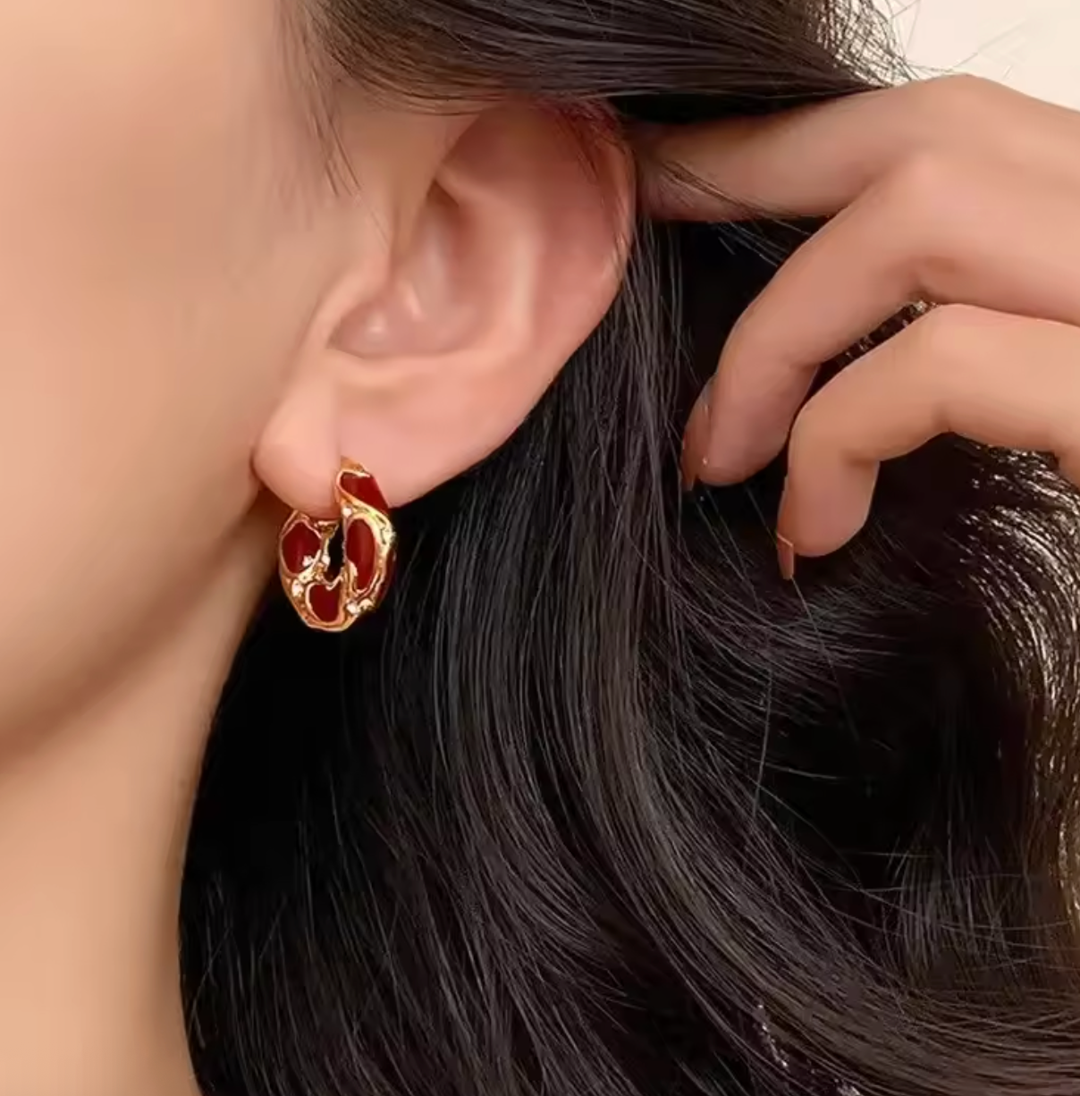 Vintage Enamel Color Small Hoop Earrings