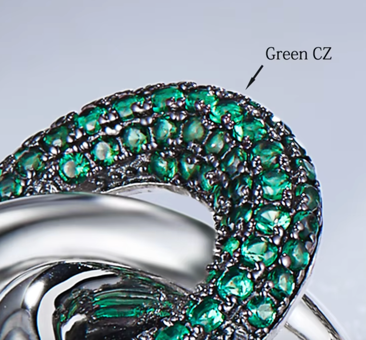 925 Sterling Silver Irregular Curve Cross Zircon Ring