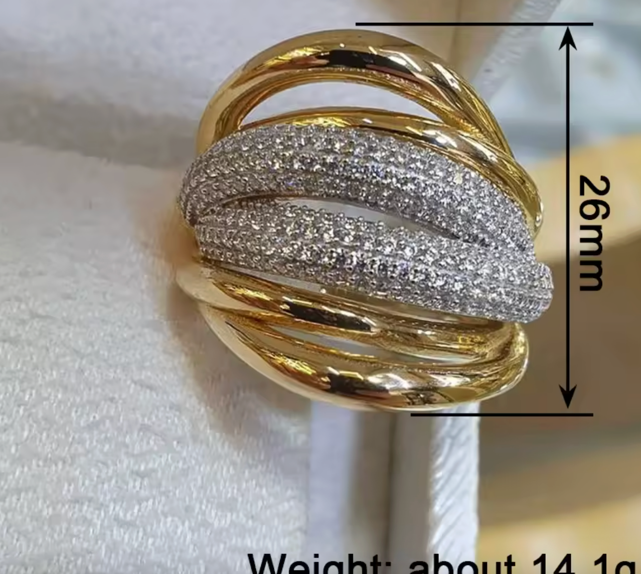 Irregular Multi-Layer Two-Tone Cubic Zirconia Ring