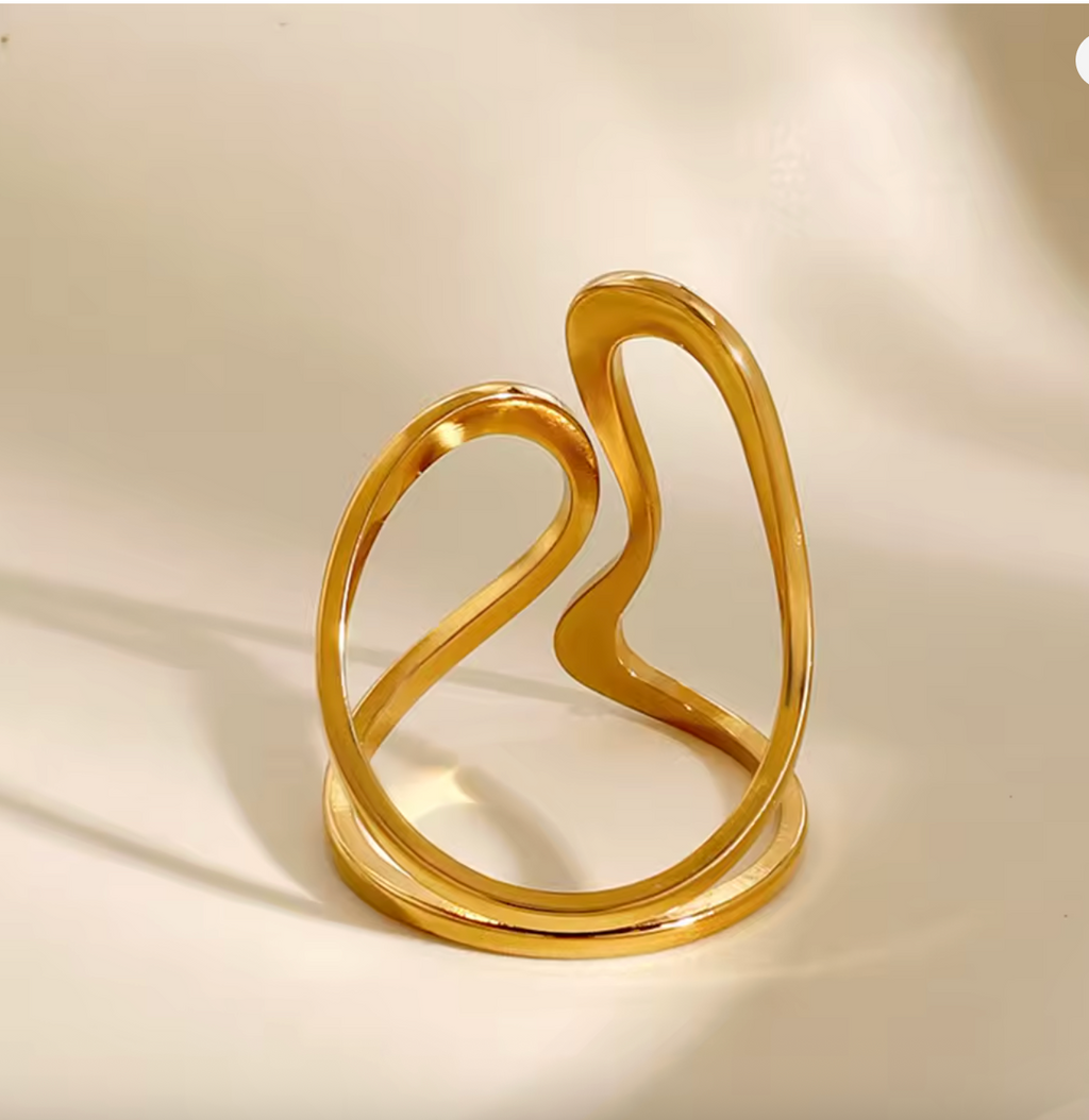 Stainless Steel Gold Color Statement Ring